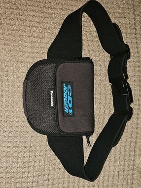 80s NEW Panasonic Black Waist Pouch with Blue SDJ Jogger Logo